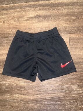 Nike Black Mesh Shorts with Red Swoosh 12m